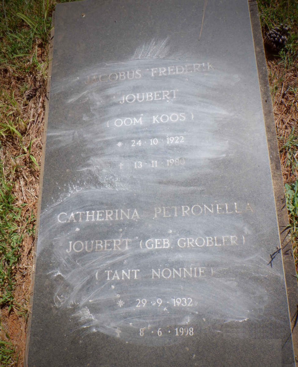 JOUBERT Jacobus Frederik 1922-1980 &amp; Catherina Petronella GROBLER 1932-1998