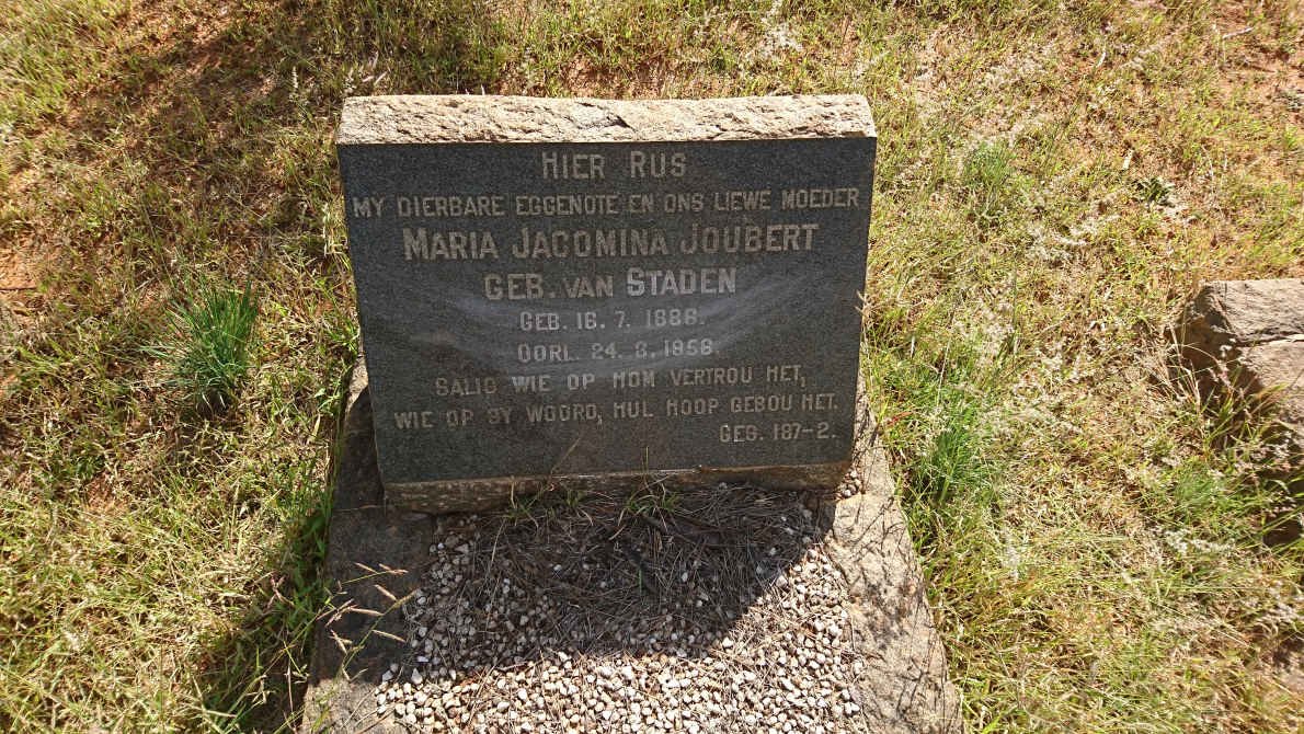 JOUBERT Maria Jacomina nee VAN STADEN 1886-1956
