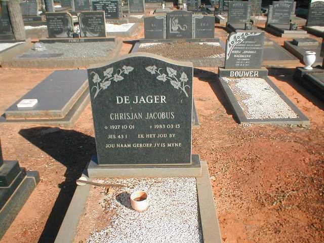 JAGER Chrisjan Jacobus, de 1927-1983