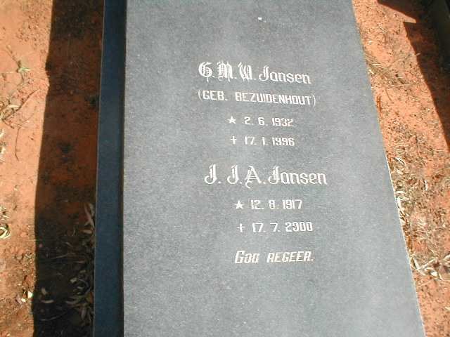 JANSEN J. J. A. 1917-2000 &amp; G. M. W. BEZUIDENHOUT 1932-1996
