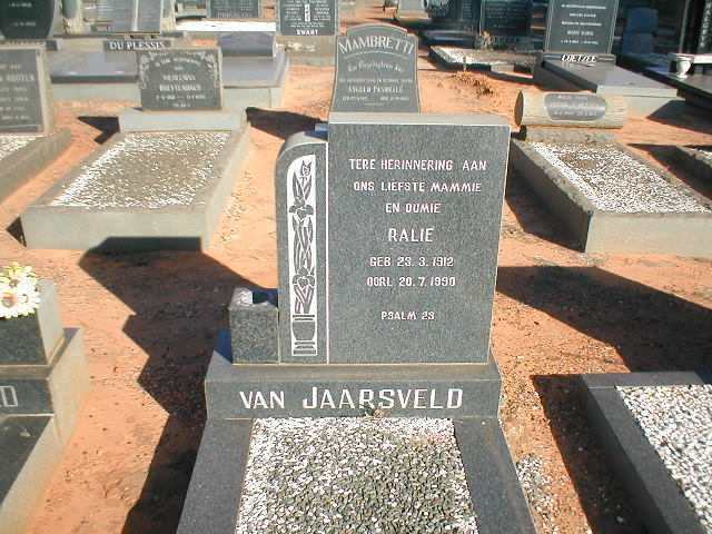 JAARSVELD Ralie, van 1912-1990