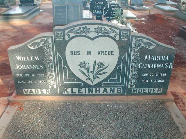 KLEINHANS Willem Johannes 1882-1966 &amp; Martha Catharina S.R. 1889-1975