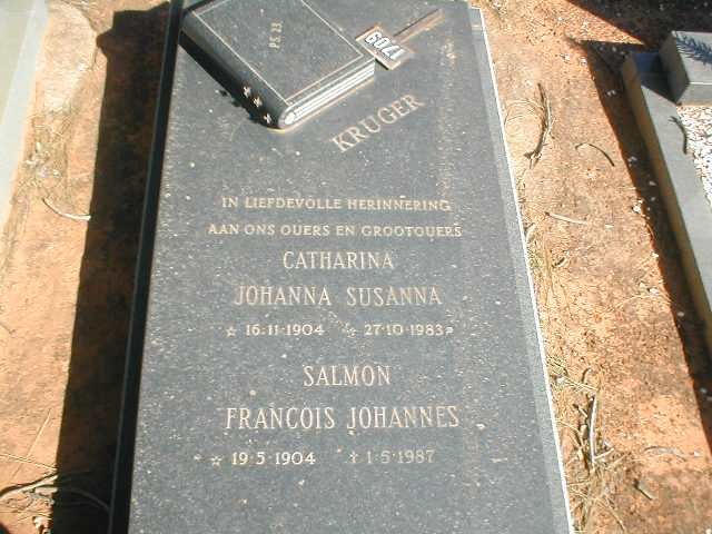 KRUGER Salmon Francois Johannes 1904-1987 &amp; Catharina Johanna Susanna 1904-1983