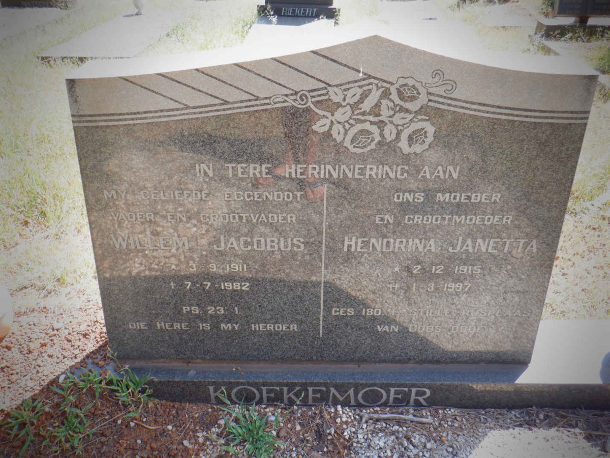 KOEKEMOER Willem Jacobus 1911-1982 &amp; Hendrina Janetta 1915-1997