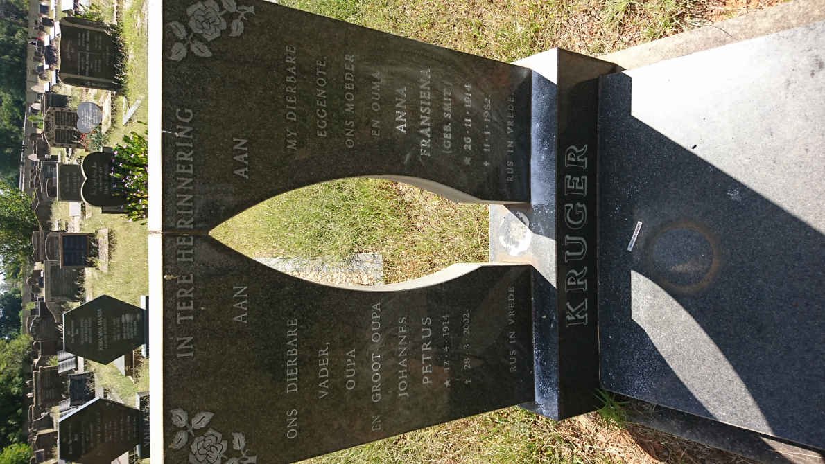 KRUGER Johannes Petrus 1914-2002 &amp; Anna Fransiena SMIT 1914-1982