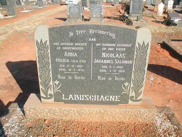 LABUSCHAGNE Nicolaas Johannes Salomon 1903-1959 &amp; Anna Maria UYS 1903-1974