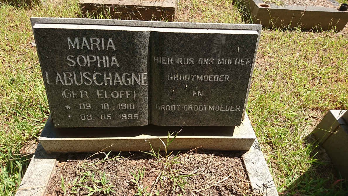 LABUSCHAGNE Maria Sophia nee ELOFF 1910-1995