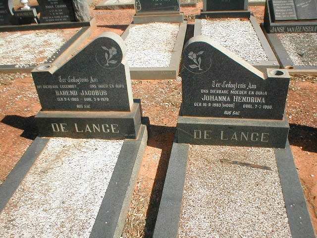 LANGE Barend Jacobus, de 1903-1970 &amp; Johanna Hendrina WOOD 1903-1980
