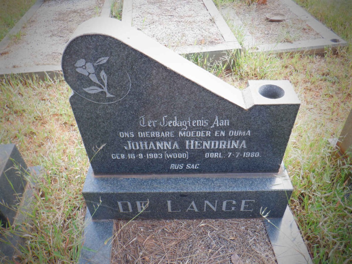 LANGE Johanna Hendrina, de nee WOOD 1903-1980