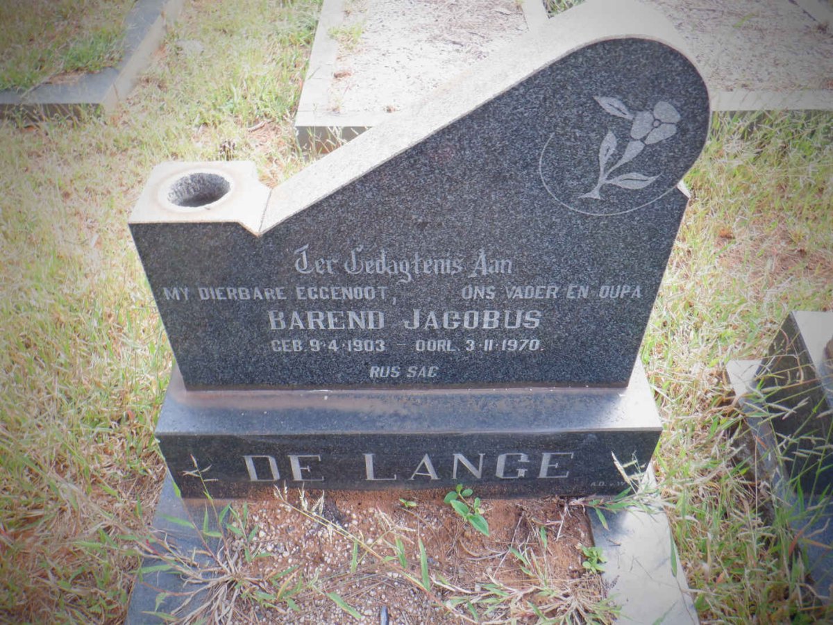 LANGE Barend Jacobus, de 1903-1970