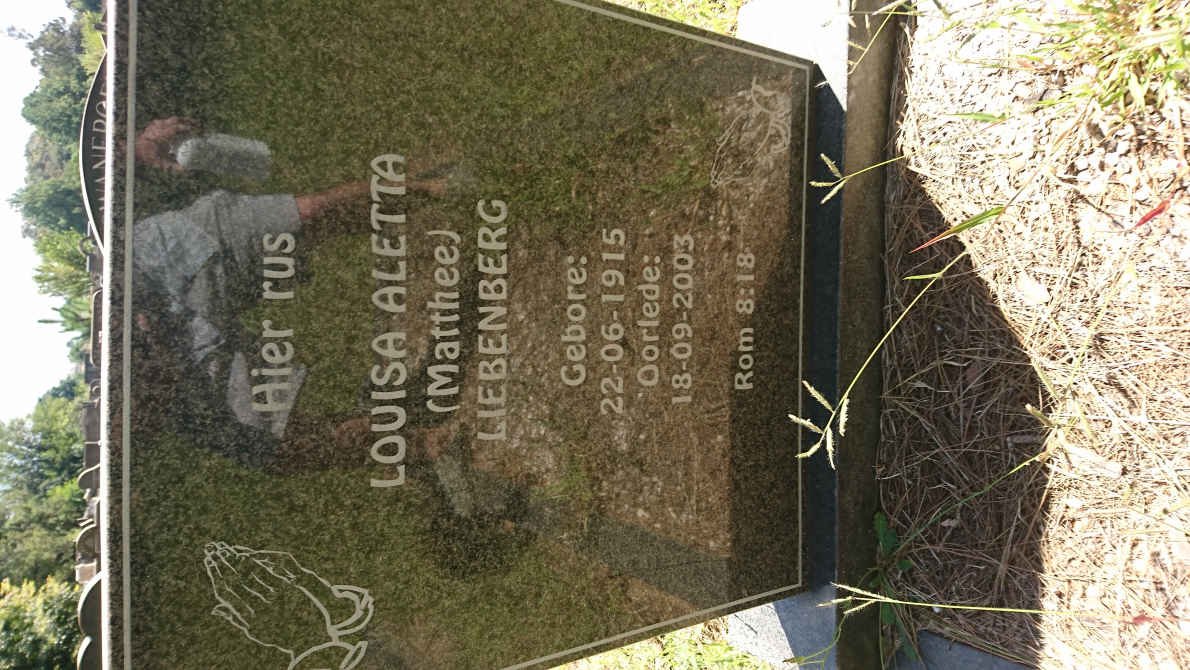 LIEBENBERG Louisa Aletta nee MATTHEE 1915-2003