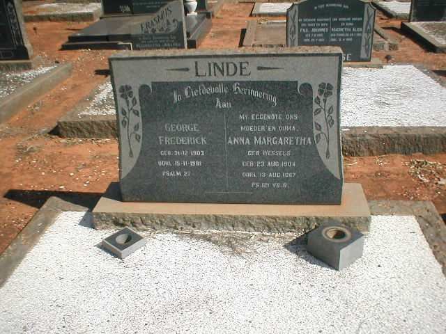 LINDE George Frederick 1903-1981 &amp; Anna Margaretha WESSELS 1904-1967