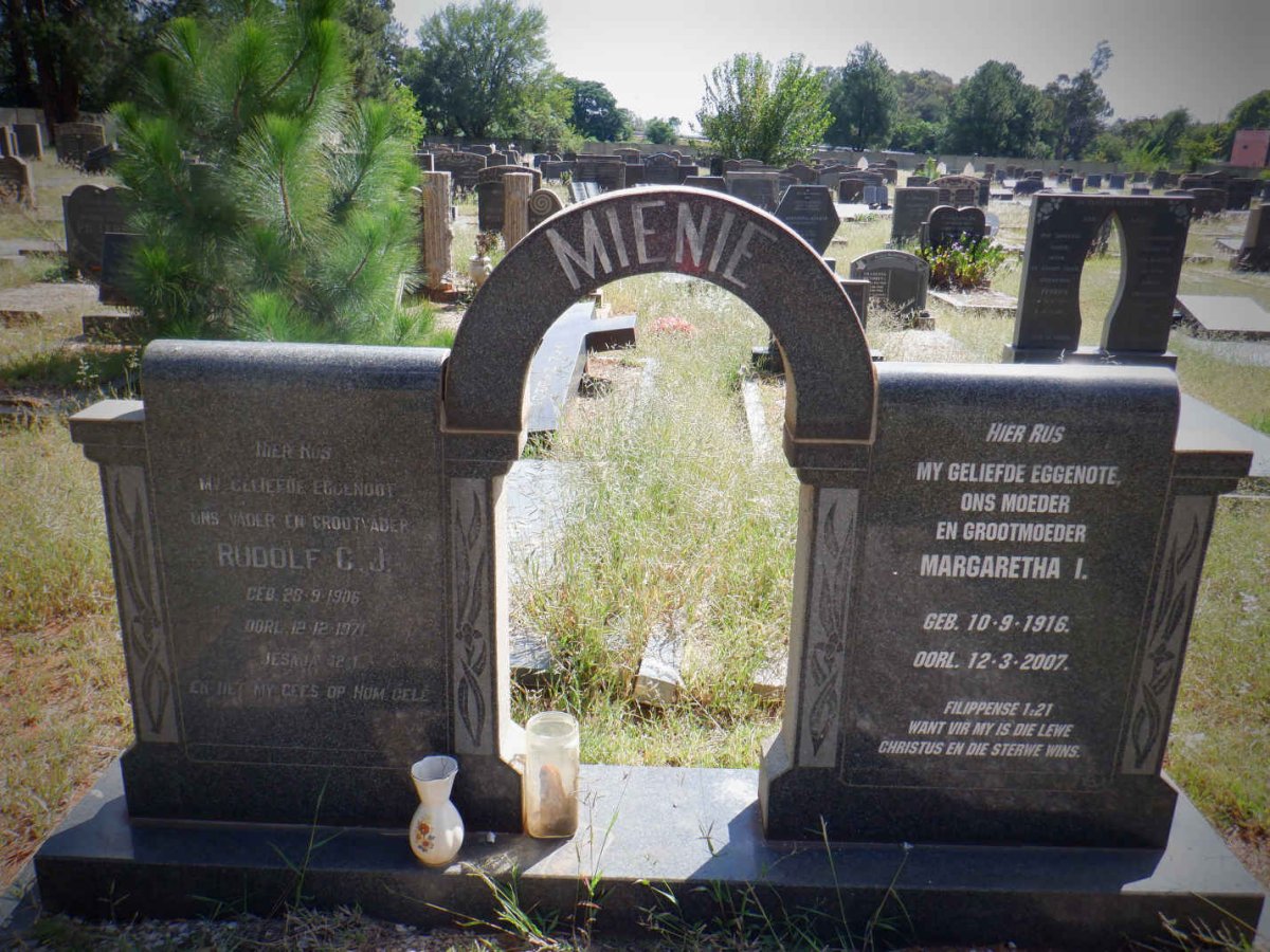MIENIE Rudolf C.J. 1906-1971 &amp; Margaretha I. 1916-2007