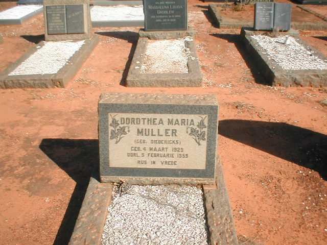 MULLER Dorothea Maria nee DIEDERICKS 1929-1959