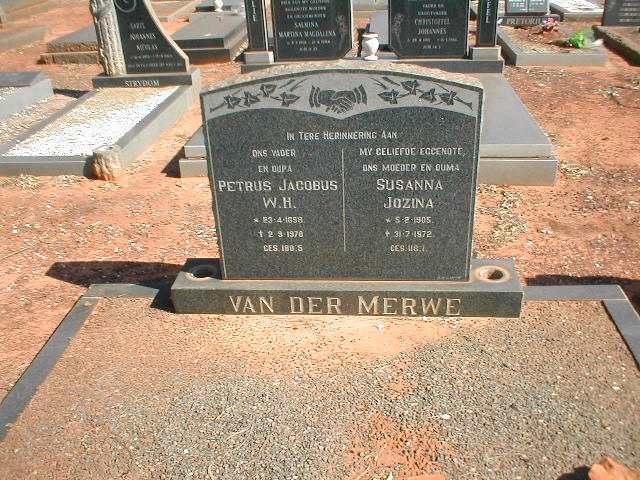 MERWE Petrus Jacobus W.H., van der 1898-1978 &amp; Susanna Jozina 1905-1972