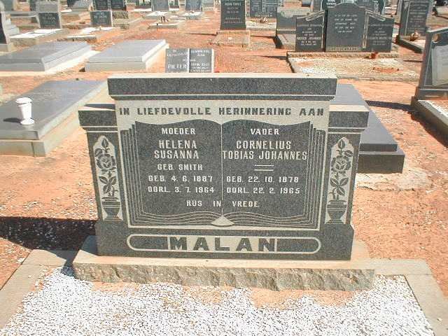 MALAN Cornelius Tobias Johannes 1878-1965 &amp; Helena Susanna SMITH 1887-1964