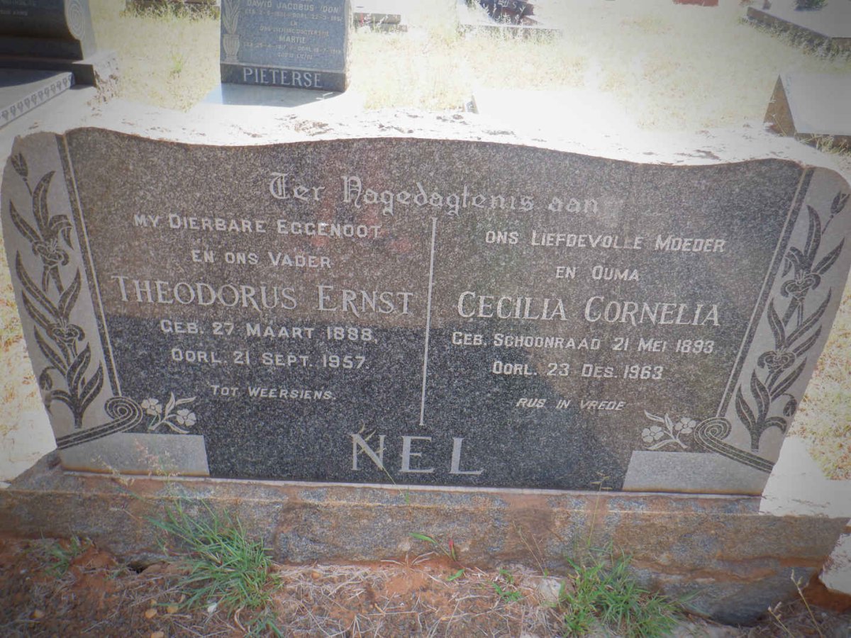 NEL Theodorus Ernst 1888-1957 &amp; Cecila Cornelia SCHOONRAAD 1893-1963