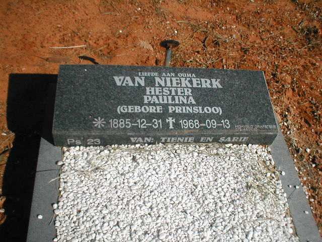 NIEKERK Hester Paulina, van geb. PRINSLOO 1885-1968