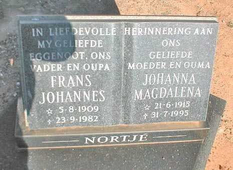 NORTJE Frans Johannes 1909-1982 &amp; Johanna Magdalena 1915-1995