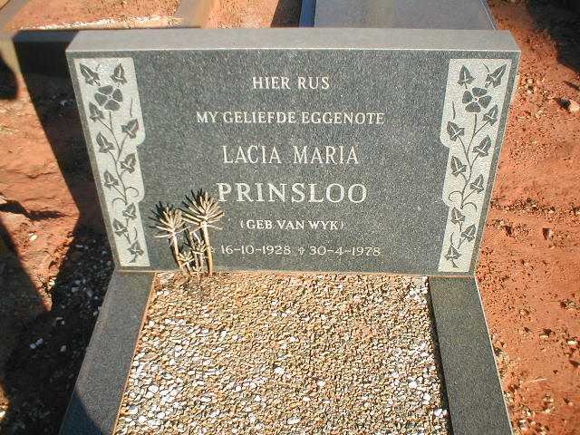 PRINSLOO Lacia Maria nee VAN WYK 1928-1978