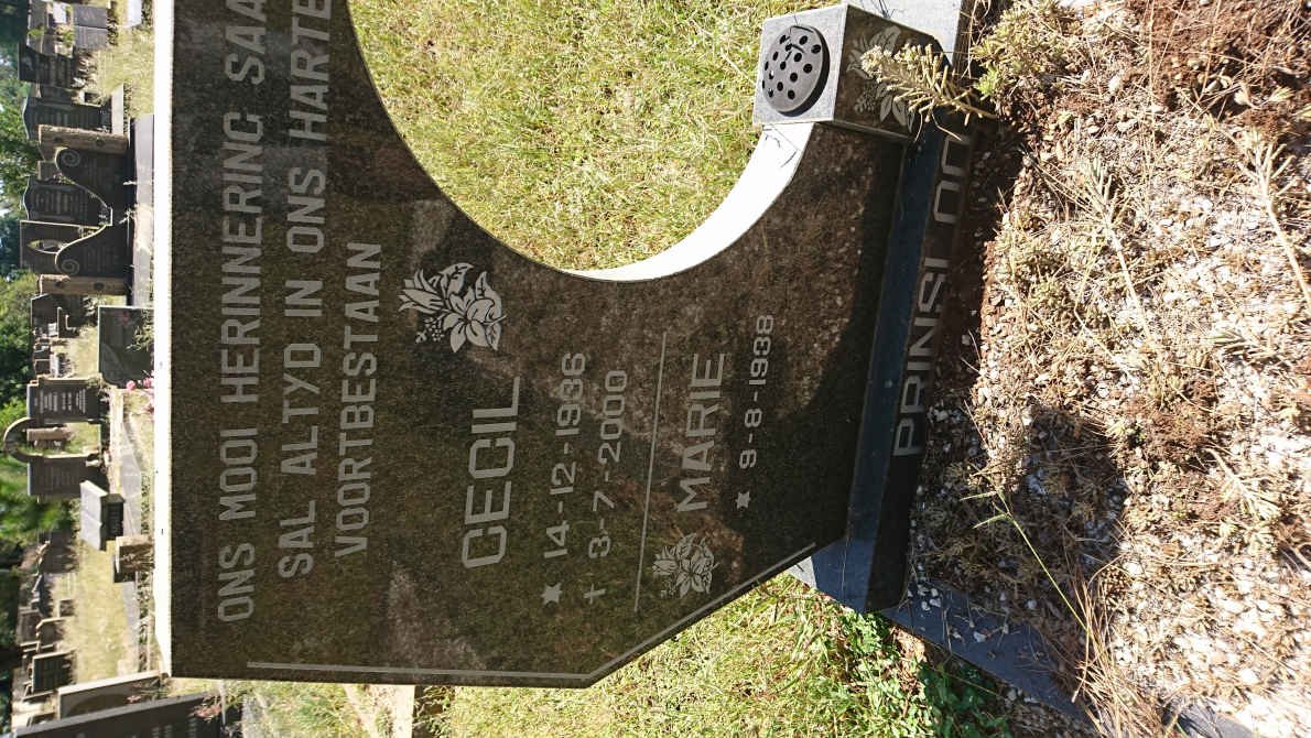 PRINSLOO Cecil 1936-2000 &amp; Marie 1938-