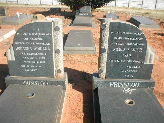 PRINSLOO Nicolaas Paulus Esais 1889-1976 &amp; Johanna Adriana BEZUIDENHOUT 1899-1981