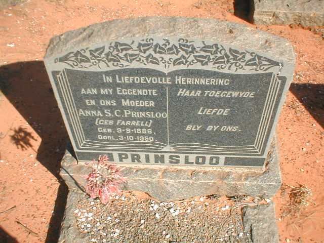 PRINSLOO Anna S.C. geb. FARRELL 1886-1950