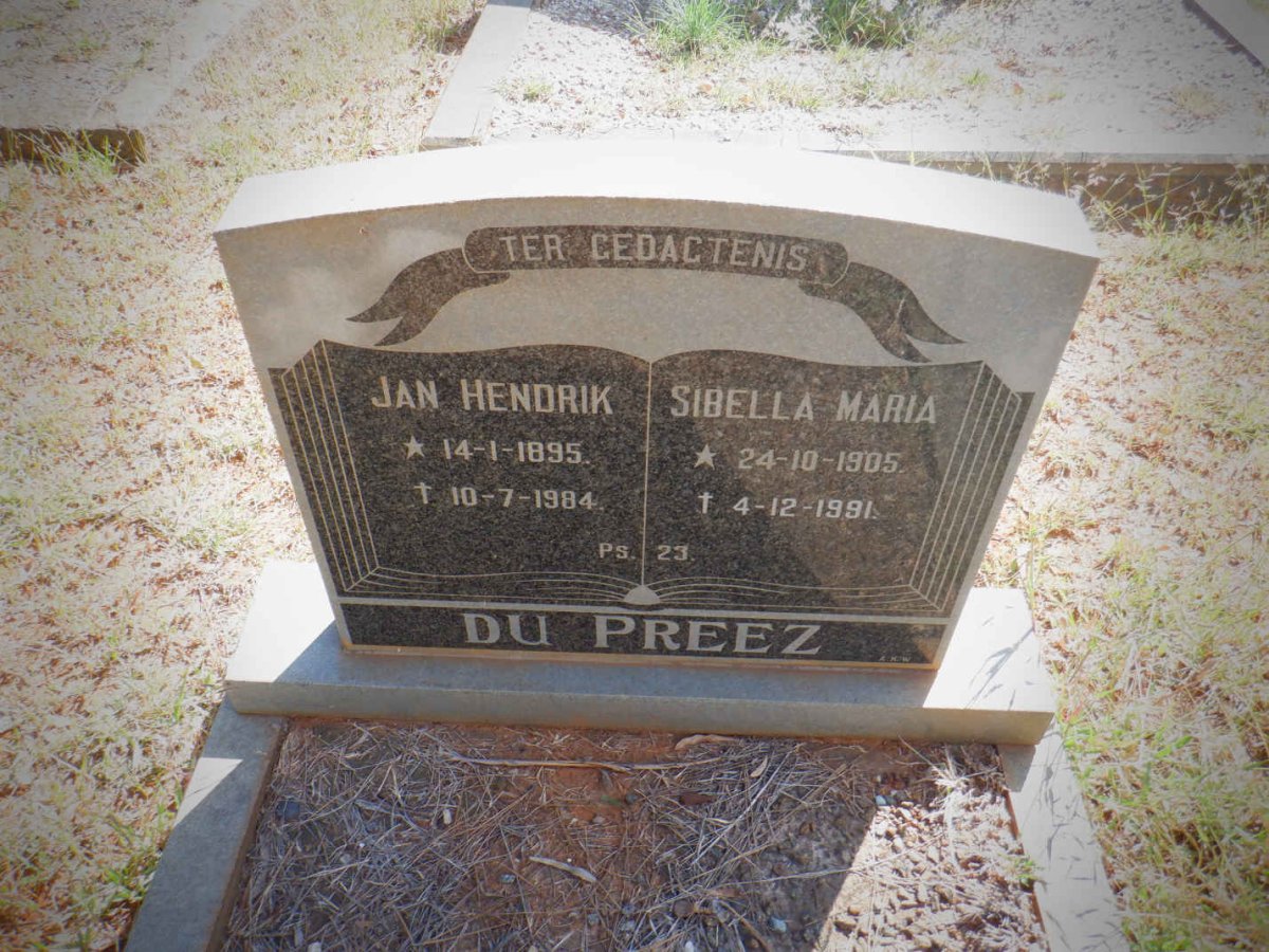 PREEZ Jan Hendrik, du 1895-1984 &amp; Sibella Maria 1905-1991