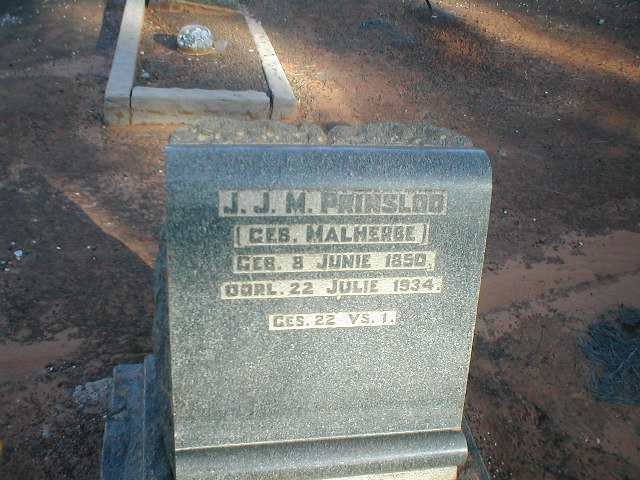 PRINSLOO J.J.M. nee MALHERBE 1850-1934