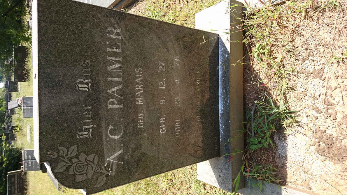PALMER A.C. nee MARAIS 1927-1976