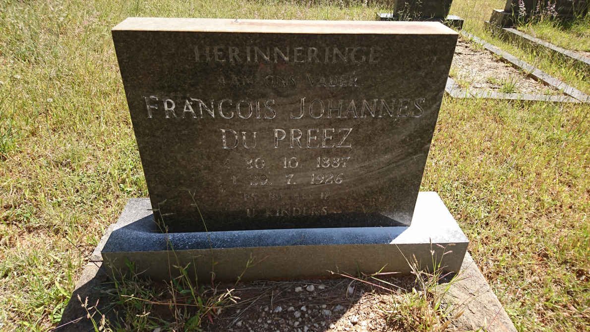 PREEZ Francois Johannes, du 1887-1926