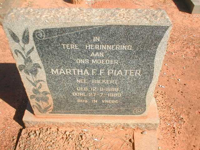 PIATER Martha F. F. nee RIEKERT 1869-1963