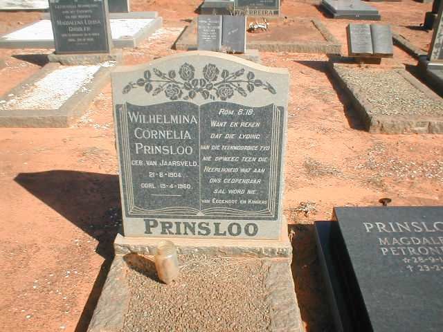 PRINSLOO Wilhelmina Cornelia nee VAN JAARSVELD 1904-1960