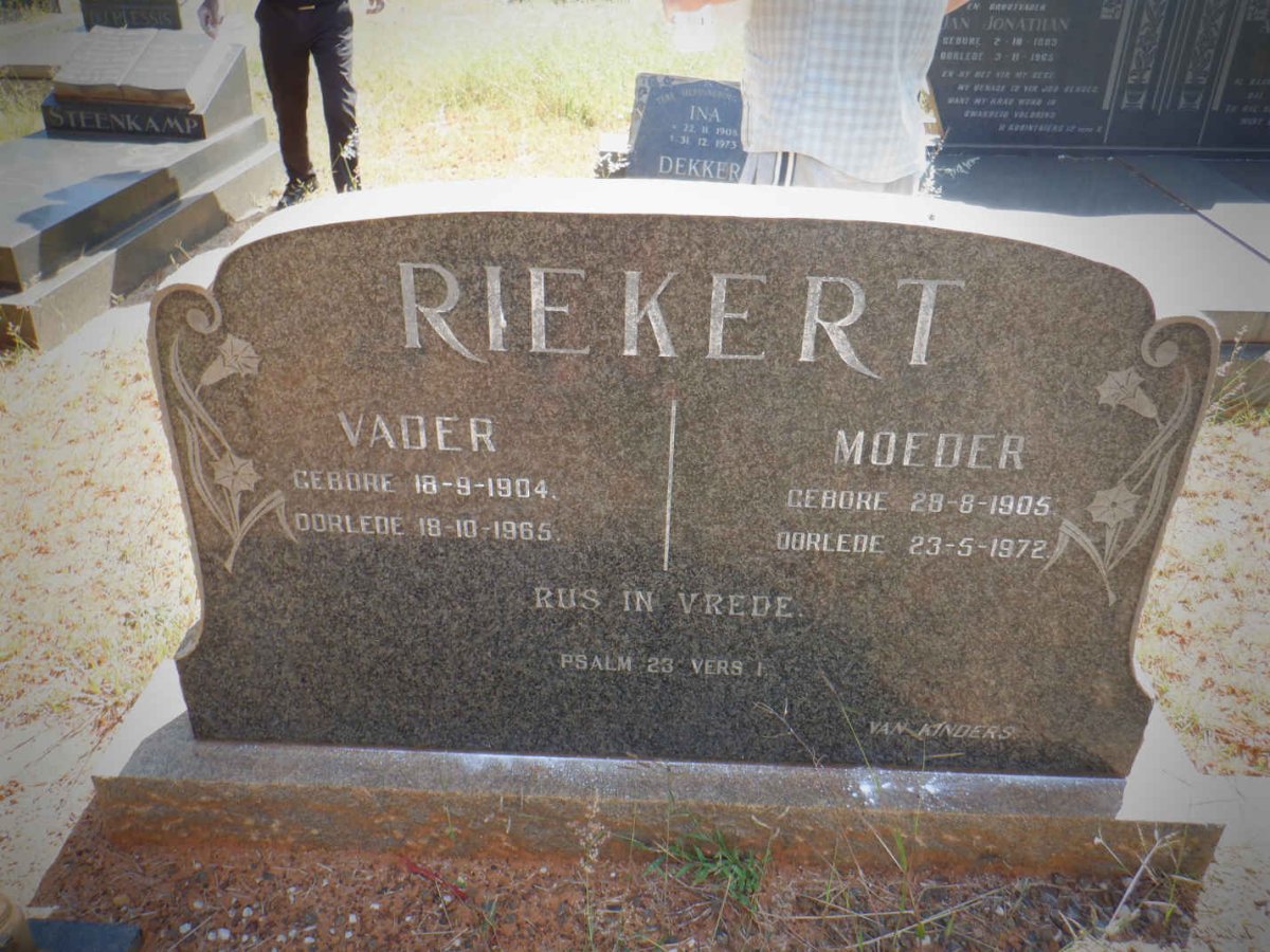 RIEKERT Vader 1904-1965 &amp; Moeder 1905-1972