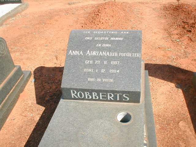 ROBBERTS Anna Adriana geb. POTGIETER 1907-1984