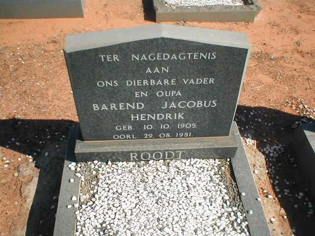 ROODT Barend Jacobus Hendrik 1905-1981