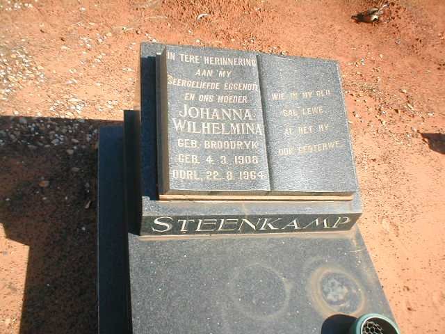 STEENKAMP Johanna Wilhelmina nee BROODRYK 1908-1964