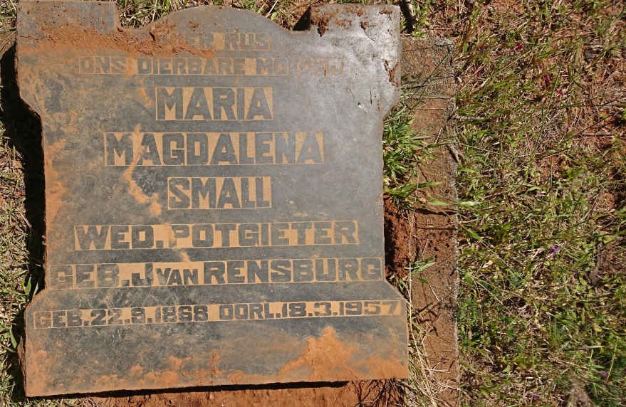 SMALL Maria Magdalena voorheen POTGIETER nee J. van RENSBURG 1868-1957