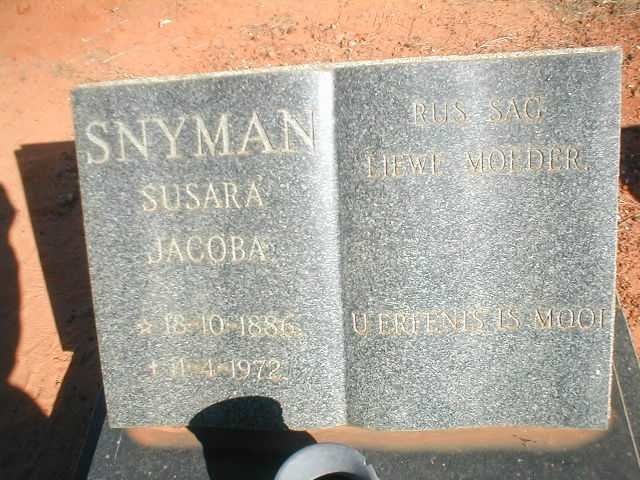 SNYMAN Susara Jacoba 1886-1972