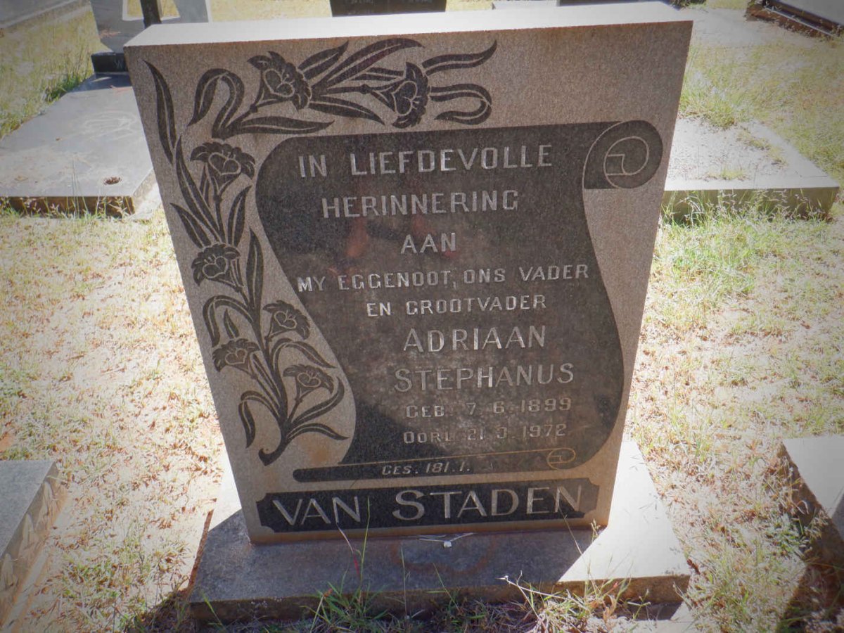 STADEN Adriaan Stephanus, van 1899-1972