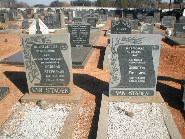 STADEN Adriaan Stephanus, van 1899-1972 &amp; Christina Willemina 1909-1995