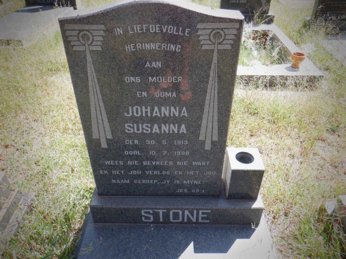STONE Marthinus Jacobus 1906-1980 &amp; Johanna Susanna 1913-1988