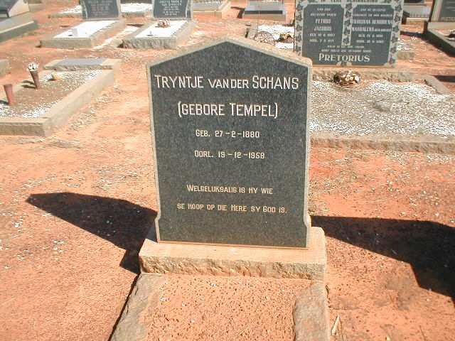 SCHANS Tryntje, van der nee TEMPEL 1880-1958