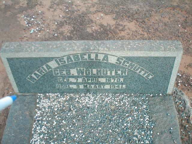 SCHUTTE Maria Isabella nee WOLHUTER 1870-1941