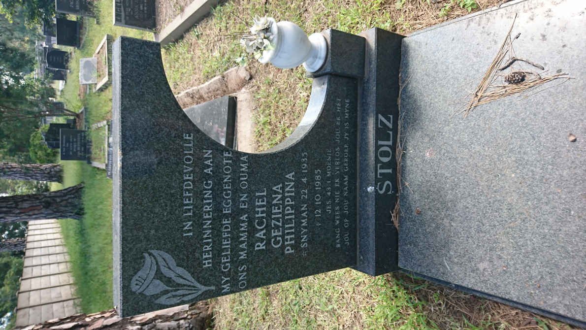 STOLZ Rachel Geziena Philippina nee SNYMAN 1935-1985
