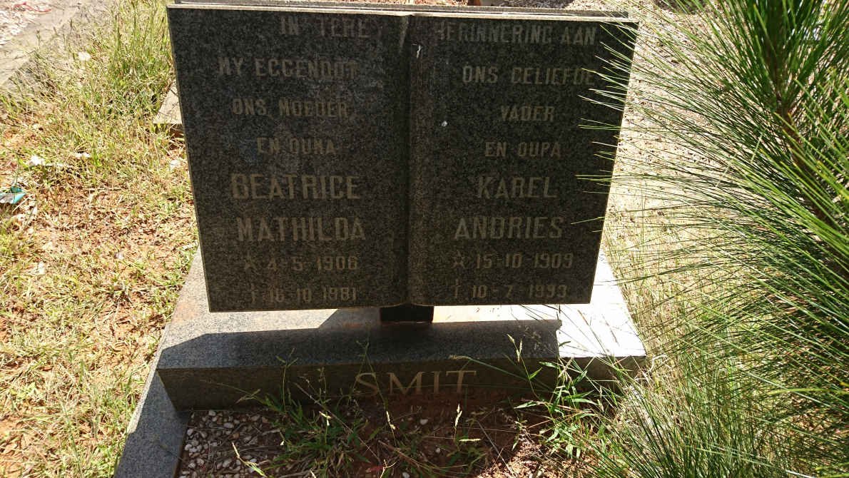 SMIT Karel Andries 1909-1993 &amp; Beatrice Mathilda 1906-1981