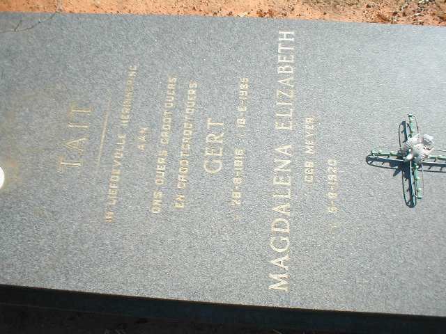 TAIT Gert 1916-1995 &amp; Magdalena Elizabeth MEYER  1920-