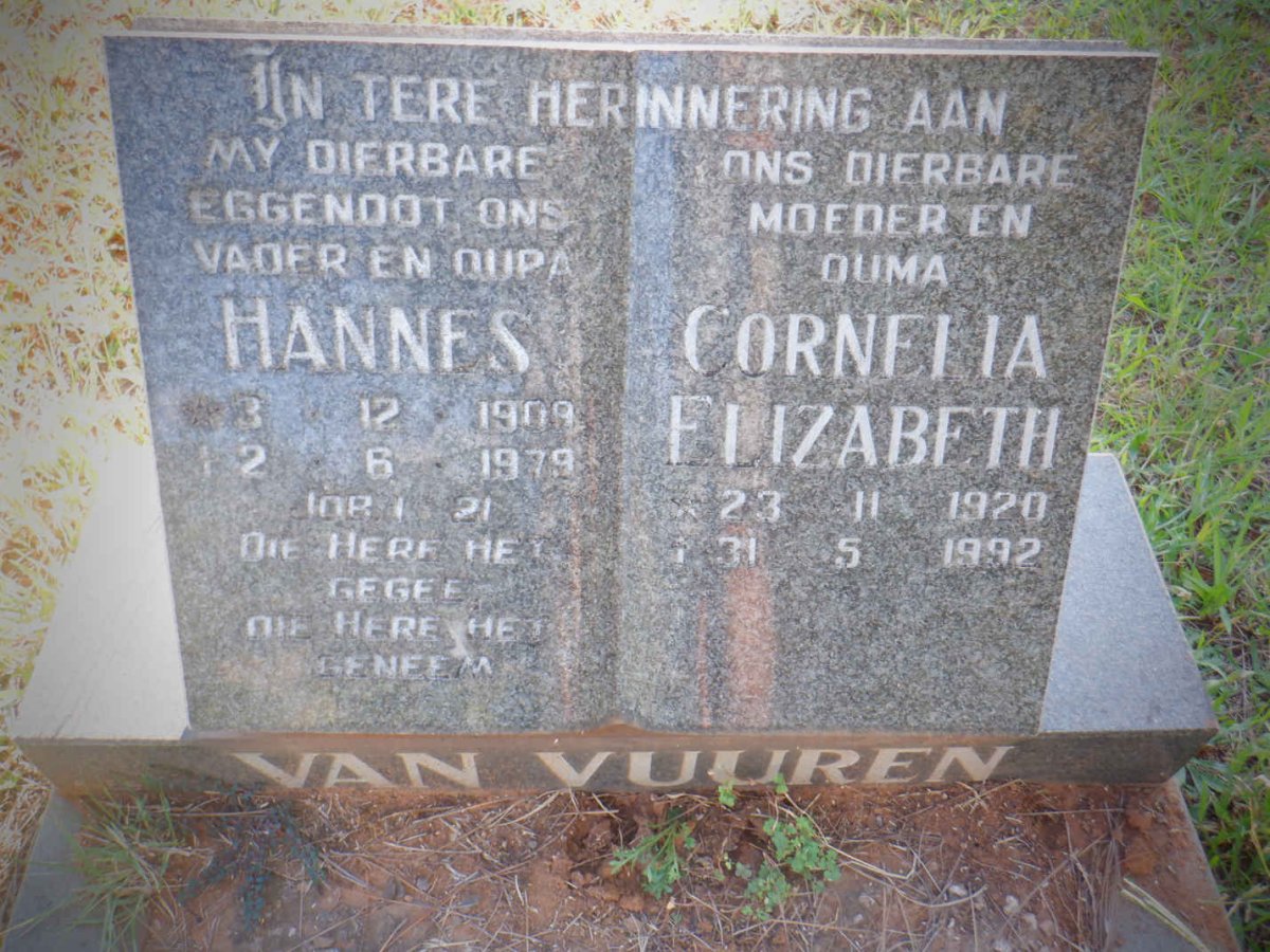 VUUREN Hannes, van 1909-1979 &amp; Cornelia Elizabeth 1920-1992