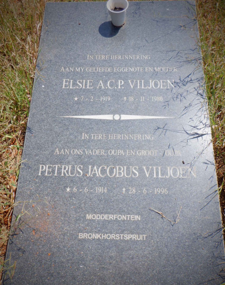 VILJOEN Petrus Jacobus 1914-1996 &amp; Elsie A.C.P. 1919-1980