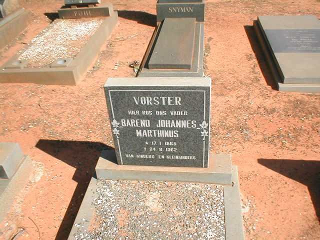 VORSTER Barend Johannes Marthinus 1865-1962